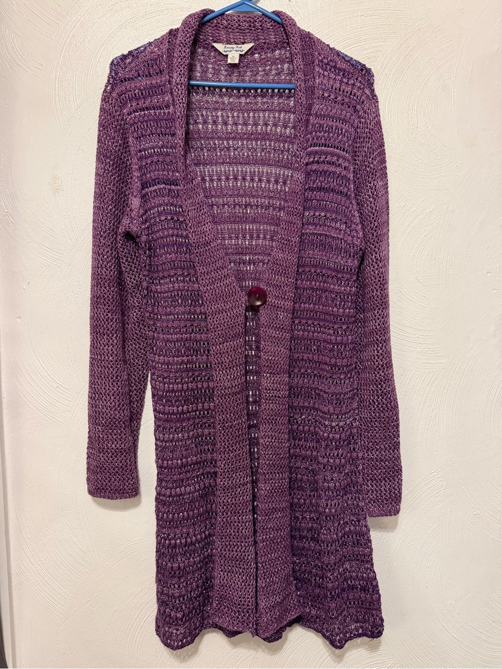 krazy kat Purple Open-Knit Long Cardigan
